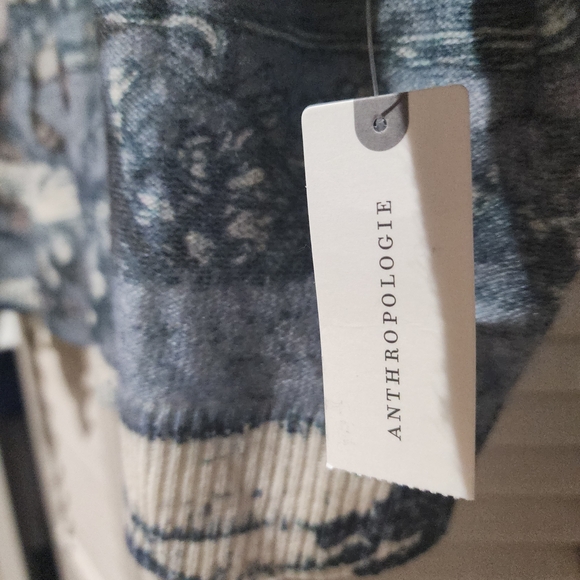 Rare Pilcro Alani Mock Neck Mystical Garden Cashmere Cream & Blue Sweater NWT S - Picture 6 of 12